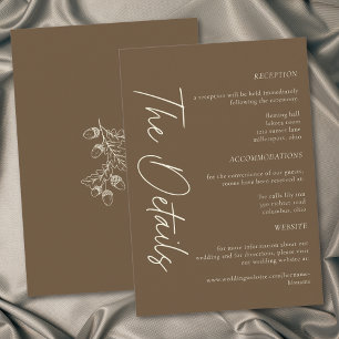 Carte D'accompagnement Mariage Minimaliste Feuille de Chêne Marron Cocoa
