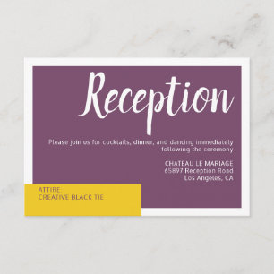 Carte D'accompagnement Mariage minimaliste moderne contemporain jaune vio