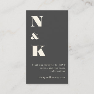 Carte D'accompagnement Mariage minimaliste moderne noir Monogramme RSVP