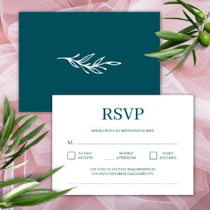 Carte D'accompagnement Mariage minimaliste moderne profond Turquoise RSVP