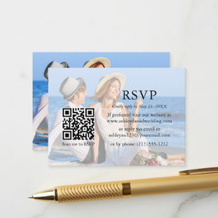 Carte D'accompagnement Mariage minimaliste moderne QR RSVP superposition 