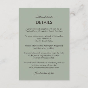 Carte D'accompagnement Mariage Minimaliste Moderne Vert Sauge Intempore
