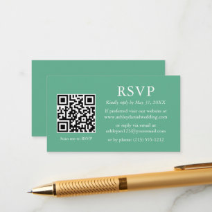 Carte D'accompagnement Mariage minimaliste Neo Mint QR RSVP