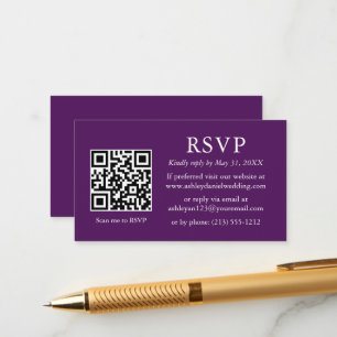 Carte D'accompagnement Mariage minimaliste violet QR RSVP