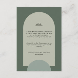 Carte D'accompagnement Mariage moderne Boho géométrique Sage Arche vert