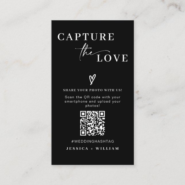 Carte D'accompagnement Mariage moderne Capter l'amour Qr Code (Devant)