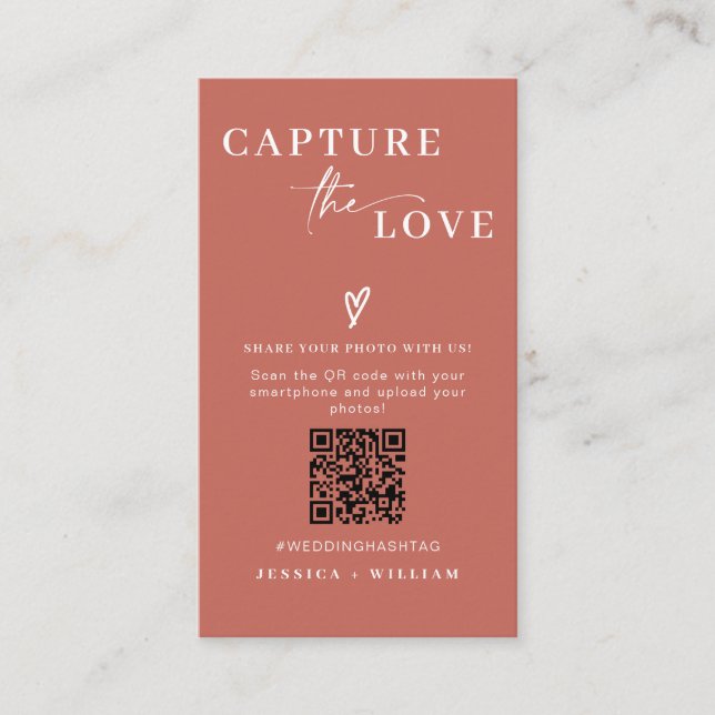 Carte D'accompagnement Mariage moderne Capter l'amour Qr Code (Devant)