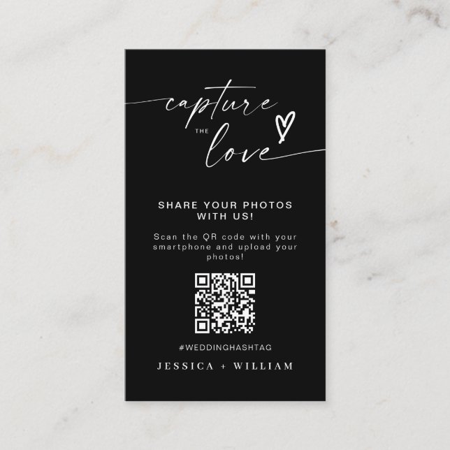 Carte D'accompagnement Mariage moderne Capter l'amour Qr Code (Devant)