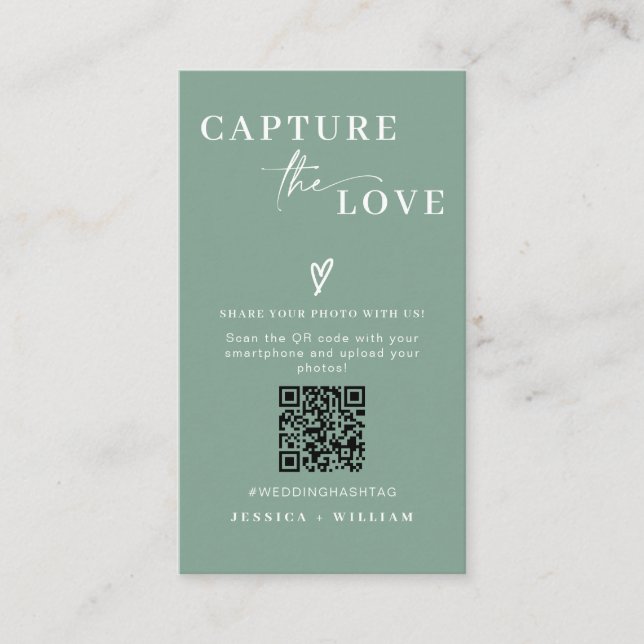 Carte D'accompagnement Mariage moderne Capter l'amour Qr Code (Devant)