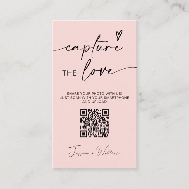 Carte D'accompagnement Mariage moderne Capter l'amour Qr Code (Devant)