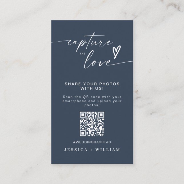 Carte D'accompagnement Mariage moderne Capter l'amour Qr Code (Devant)