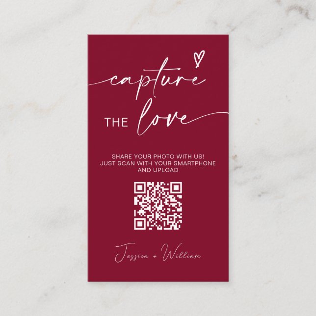Carte D'accompagnement Mariage moderne Capter l'amour Qr Code (Devant)