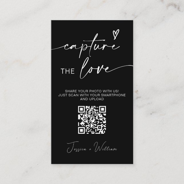 Carte D'accompagnement Mariage Moderne Capturer l'amour Code Qr (Devant)