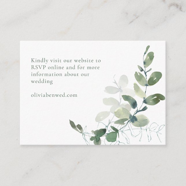 Carte D'accompagnement Mariage moderne Elégant Botanique Vert Eucalyptus (Devant)