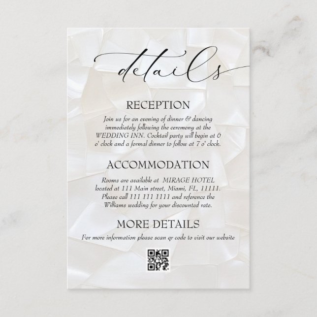 Carte D'accompagnement Mariage moderne élégant QR Code Détails (Devant)