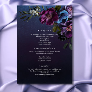 Carte D'accompagnement Mariage Moderne Floral Lavande Bleu Sombre et Myst