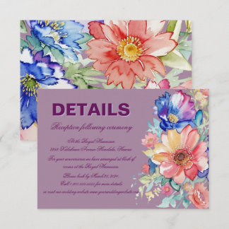 Carte D'accompagnement Mariage Moderne Floral Magenta Gras