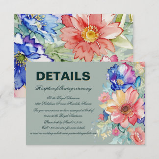 Carte D'accompagnement Mariage Moderne Gras Floral Vert Eucalyptus