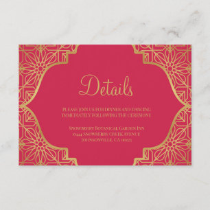 Carte D'accompagnement Mariage moderne Magenta Red Gold