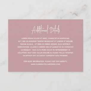 Carte D'accompagnement Mariage moderne minimaliste rose