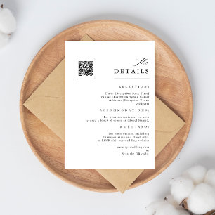 Carte D'accompagnement Mariage moderne QR Code minimaliste noir et blan