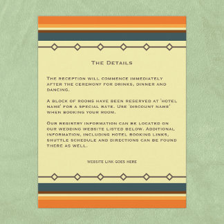 Carte D'accompagnement Mariage moderne rétro du milieu du siècle