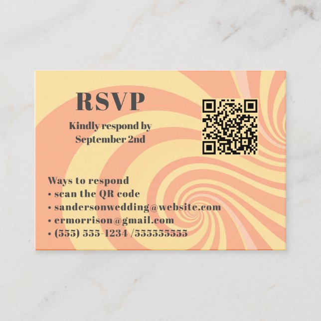 Carte D'accompagnement Mariage moderne rétro RSVP en ligne QR Code photo (Devant)