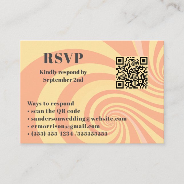Carte D'accompagnement Mariage moderne rétro RSVP en ligne QR Code photo (Devant)