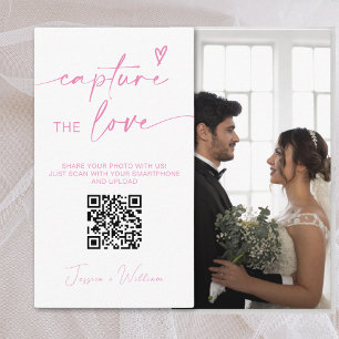 Carte D'accompagnement Mariage moderne rose Capter l'amour Qr Code
