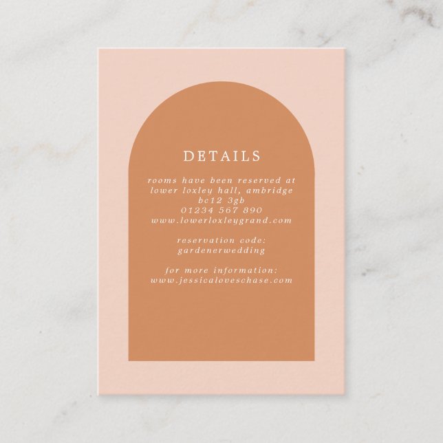 Carte D'accompagnement Mariage Moderne Rose et Terracotta (Devant)