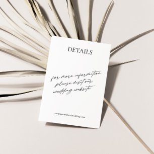 Carte D'accompagnement Mariage moderne simple noir & blanc Détails