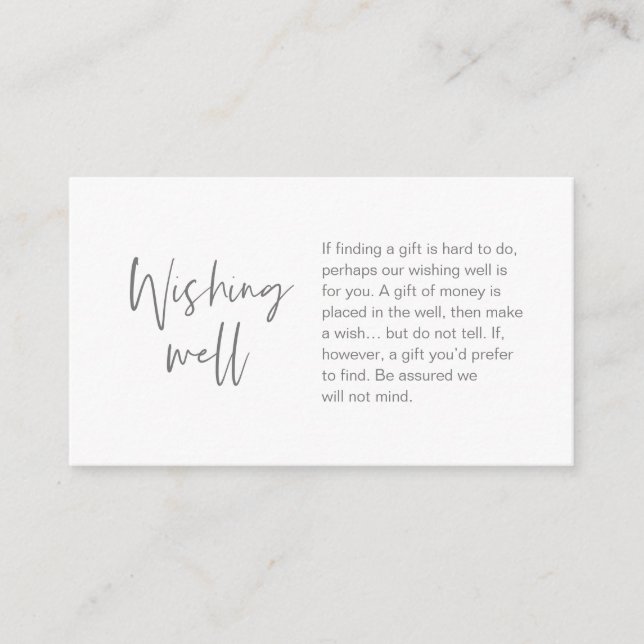 Carte D'accompagnement Mariage moderne Wishing well, Cadeau d'argent, Gri (Devant)