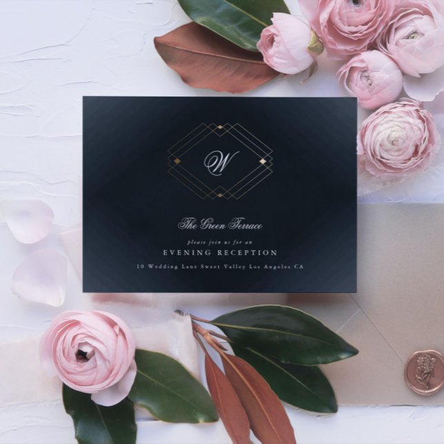 Carte D'accompagnement Mariage Monogramme de la marine classique (Créateur téléchargé)