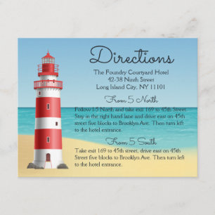 Carte D'accompagnement Mariage Nautical Lighthouse Directions Plage Océan
