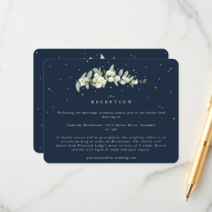 Carte D'accompagnement Mariage Navy Snowberry + Eucalyptus tige réception