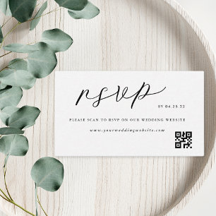 Carte D'accompagnement Mariage noir blanc moderne QR Code RSVP