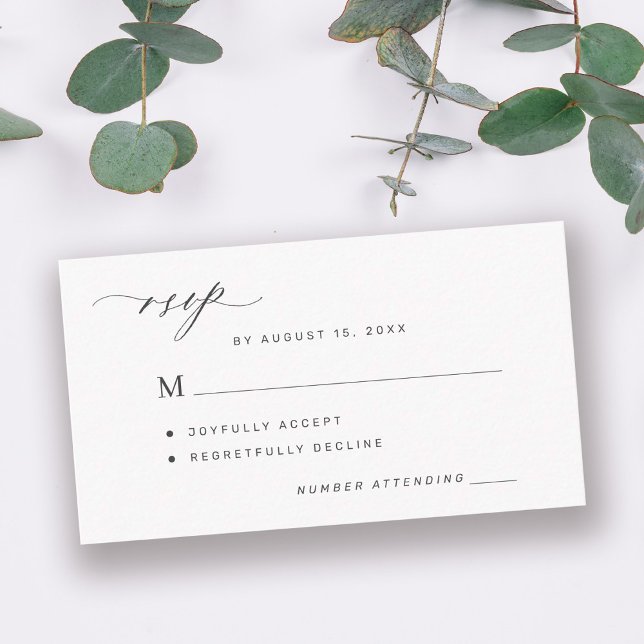 Carte D'accompagnement Mariage noir et blanc simple RSVP (Créateur téléchargé)