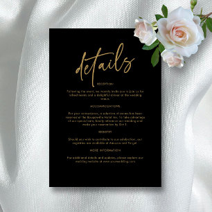 Carte D'accompagnement Mariage noir et or intemporel