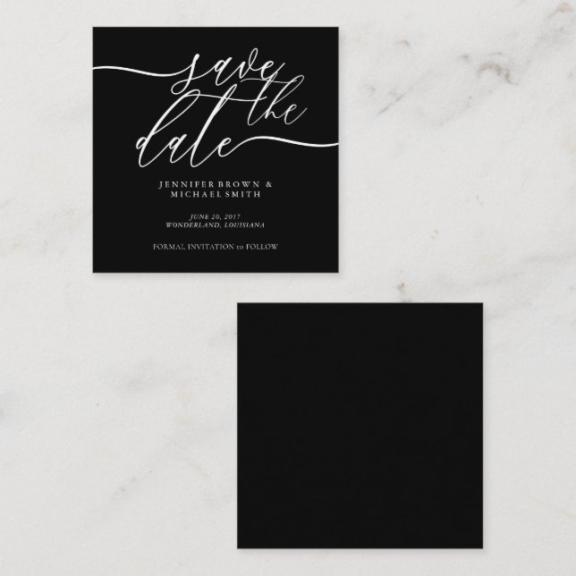 Carte D'accompagnement Mariage noir photo personnalisée Mini Enregistrer  (Devant / Derrière)