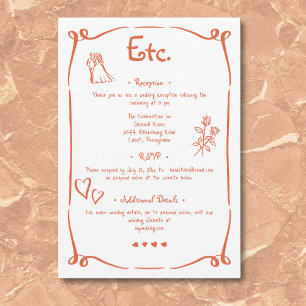 Carte D'accompagnement Mariage orangé de Sunset Retro Whimsical