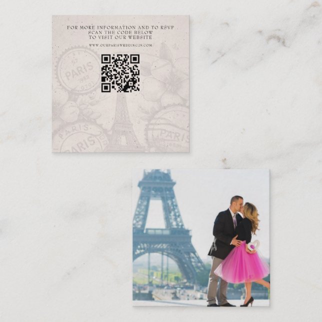 Carte D'accompagnement Mariage Passeport Paris QR (Devant / Derrière)