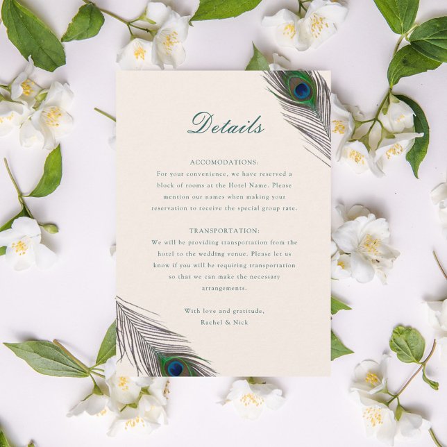 Carte D'accompagnement Mariage Peacock vintage (Créateur téléchargé)