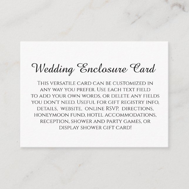 Carte D'accompagnement Mariage personnalisé do-it-yourself simple Noir &  (Devant)