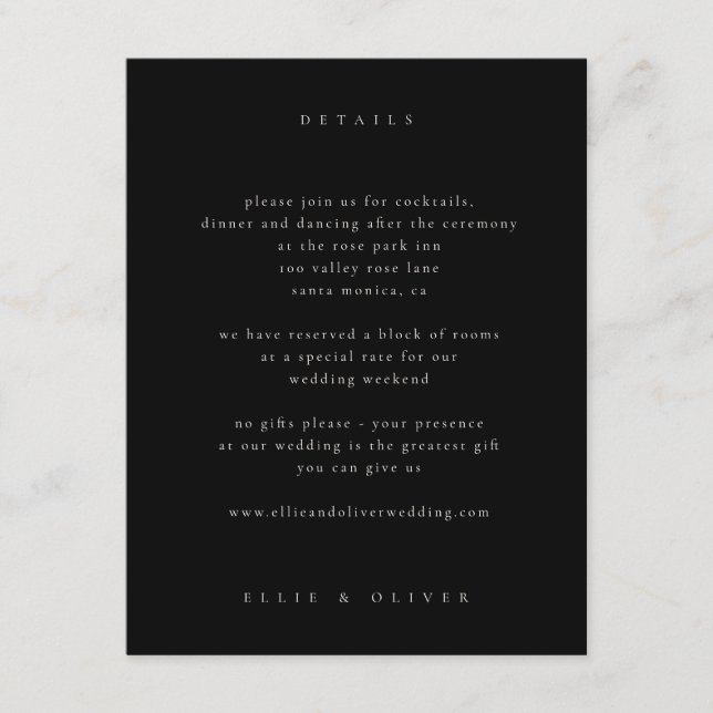 Carte D'accompagnement Mariage photo Beige & Black Boho Moderne (Devant)