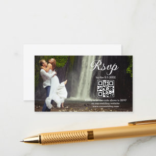 Carte D'accompagnement mariage photo code qr rsvp écriture minimaliste mo