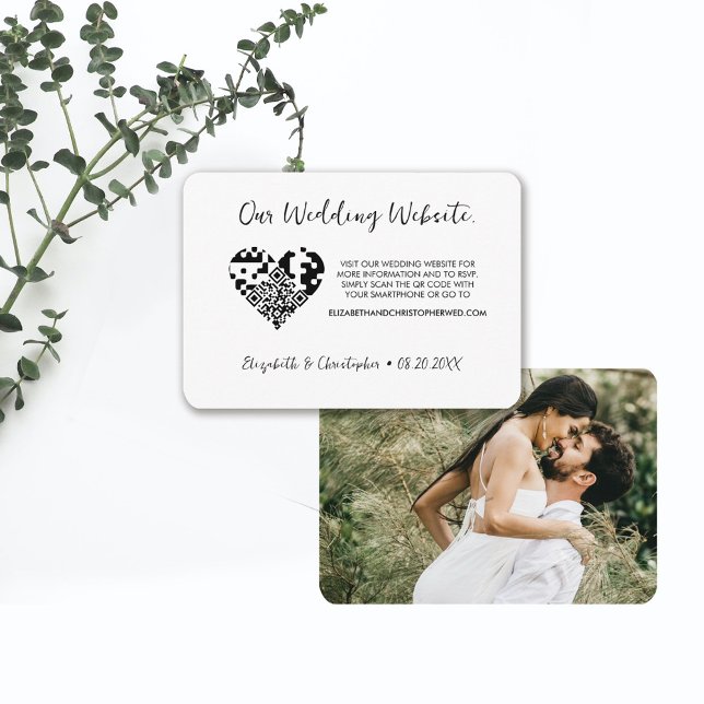 Carte D'accompagnement Mariage photo moderne coeur du site web QR code RS (Créateur téléchargé)