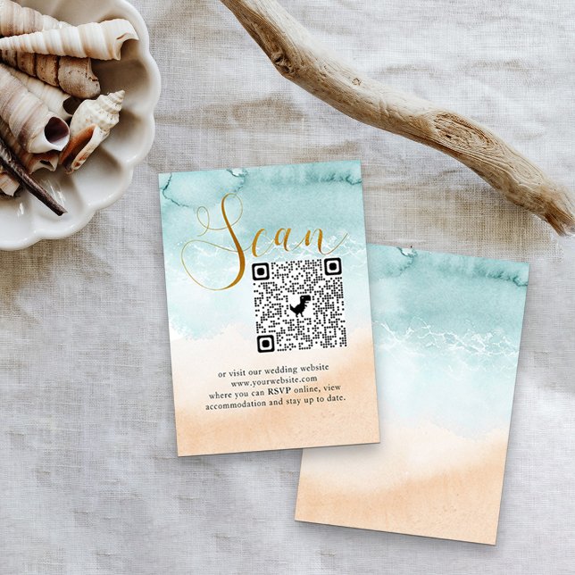 Carte D'accompagnement Mariage plage en ligne RSVP QR Code (Créateur téléchargé)