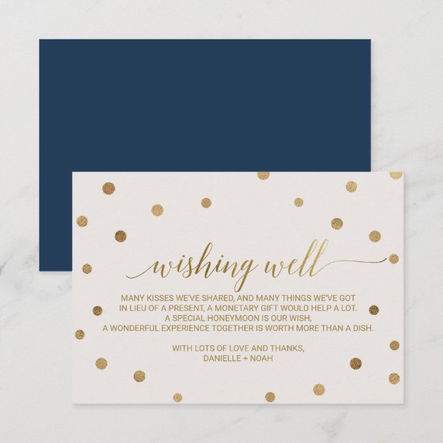 Carte D'accompagnement Mariage Pois d'or bien vouloir (Devant / Derrière)