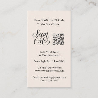 Carte D'accompagnement Mariage QR Minimaliste Simple Noir Tropical Feuill