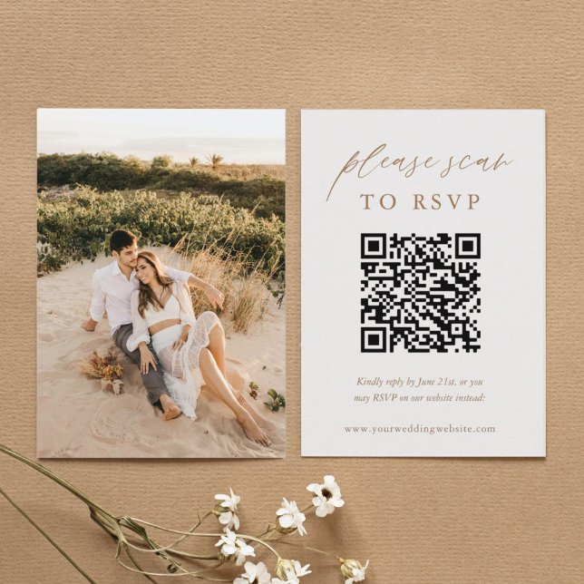 Carte D'accompagnement Mariage QR S'il vous plaît analyser vers Gold Phot (Créateur téléchargé)